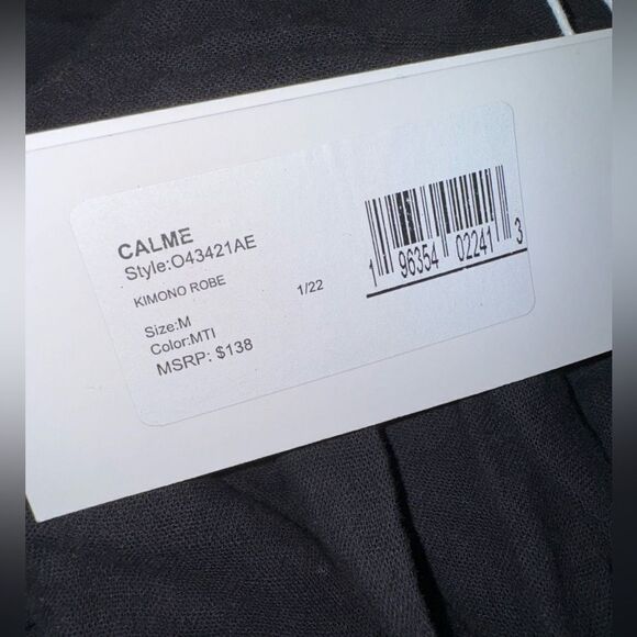 Calme by Johnny Was NWT Kimono Robe in Black Size M - Picture 6 of 7